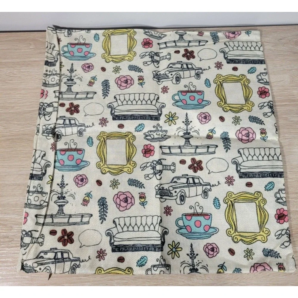 FRIENDS  Cartoon Inspired Canvas Pillow Cover 17.5